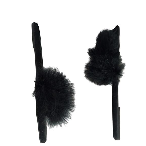 NWOT! BOTEX COLL! ADORABLE BLACK POUFY BOA FEATHER HOUSE SHOES, SLIPPERS! SZ 10 - Picture 6 of 10